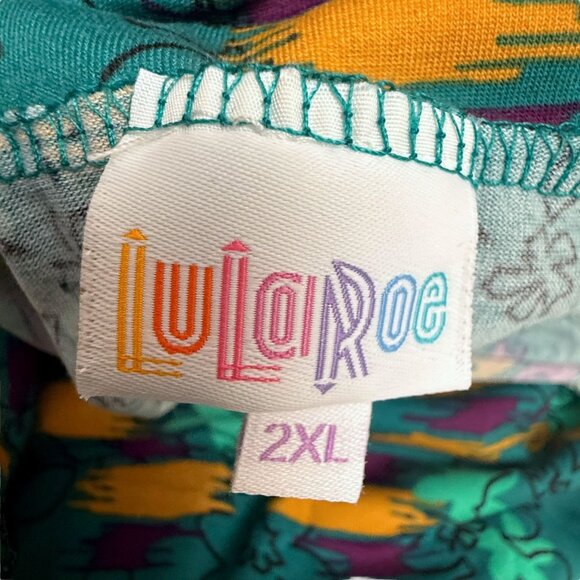 LULAROE Maxi Skirt Size 2XL Green Boho Floral Long A-Line Stretch Pull on NWT - Picture 6 of 11